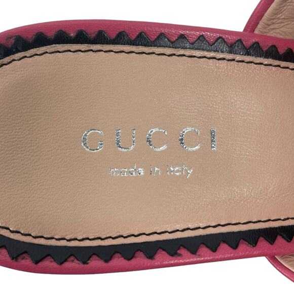 Gucci GG Studs Leather Platform Slide Sandals Rhodamine Pink Size 40 - Picture 11 of 14